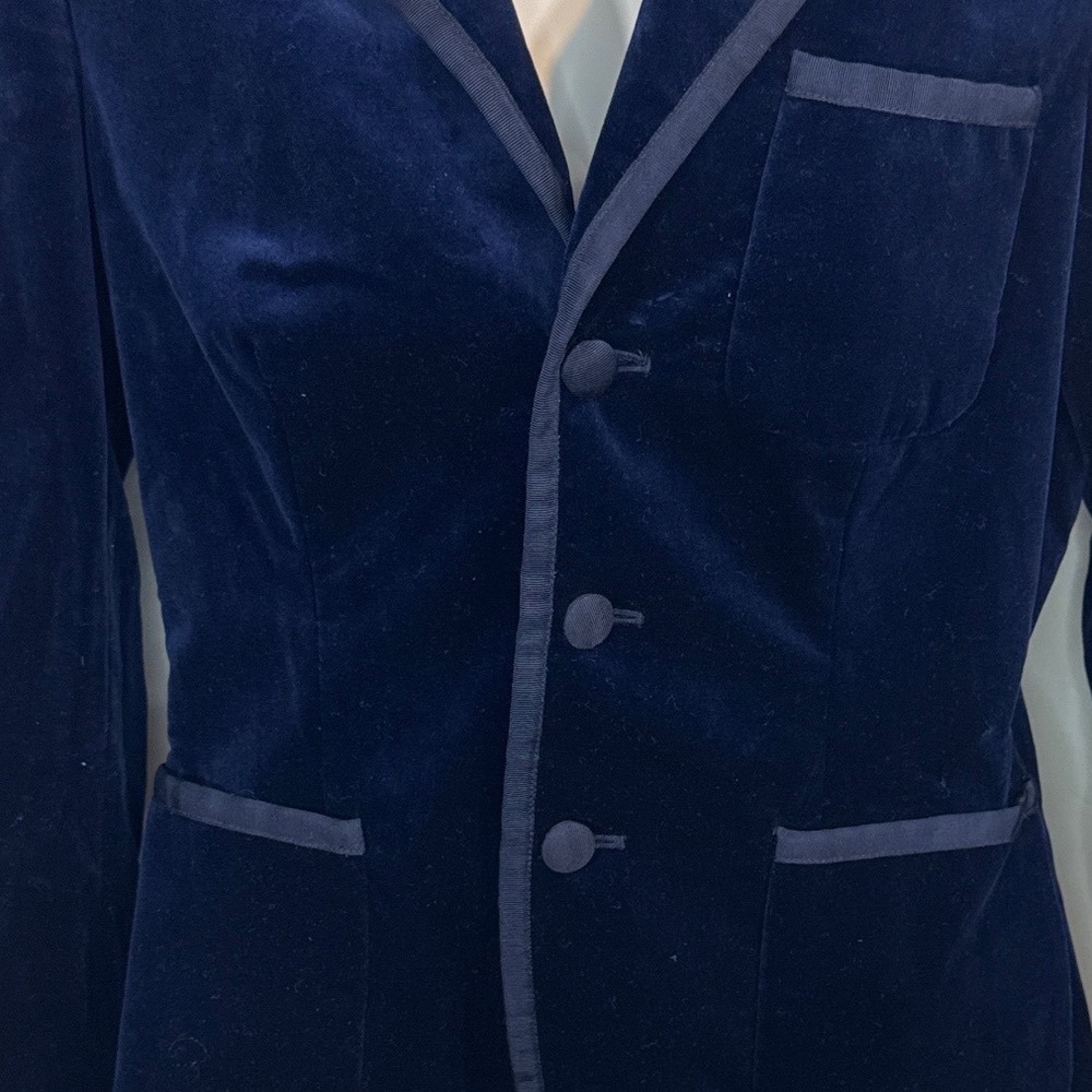 RARE RUGBY Ralph Lauren Navy Velour Blazer Jacket Womens Size 6 Preppy Old Money - Picture 2 of 8